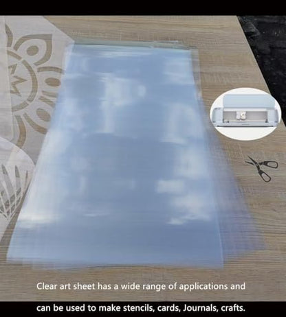 Transparent Blank Mylar Stencil Sheets for Cutting, 12" x 16" 6 mil/0.15mm Thick 12 Sheets .Gift, Acetate Template Material, Craft Plastic Sheets (12×16” /6 mil)