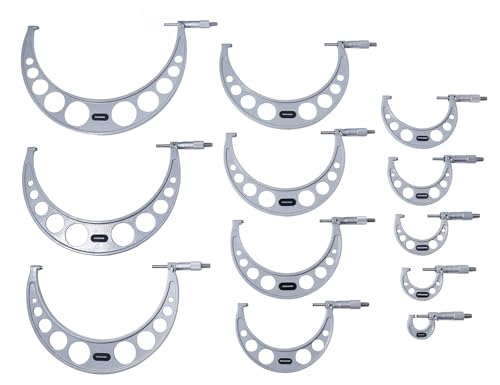 Accusize Industrial Tools 0-300 mm Metric 12 Pc Precision Outside Micrometer Set, Carbide Tipped, Eg00-1300 - size: 0-300mm 12 pc/set