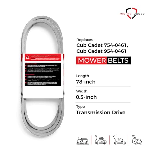 954-0461, 754-0461 Drive Belt for Cub Cadet - 78" - Heavy-Duty, Durable, Aramid Cord Belt - Compatible with LT1018, LT1022, LT1024, LT1042, LT1045, LT1046, LT1050, GT1554, SLT1550 - size: 78" x 1/2"