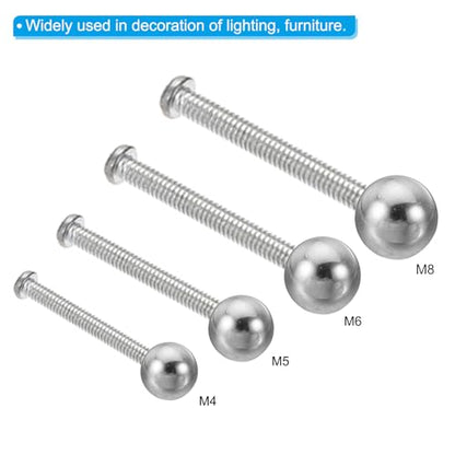 PATIKIL M6x20mm Ball Nuts Knob, 2 Pack Female Thread 304 Stainless Steel Round Blind Hole Screw Cap Cover for Lighting Machinery DIY Decoration, Silver - size: M6x20mm