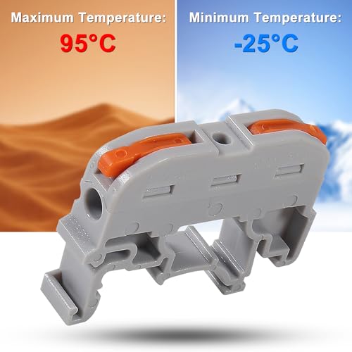 DIN Rail Terminal Blocks, Compact Wire Conductor Wiring Connectors for 24-12 AWG (50pcs Grey) - color: 50pcs Grey