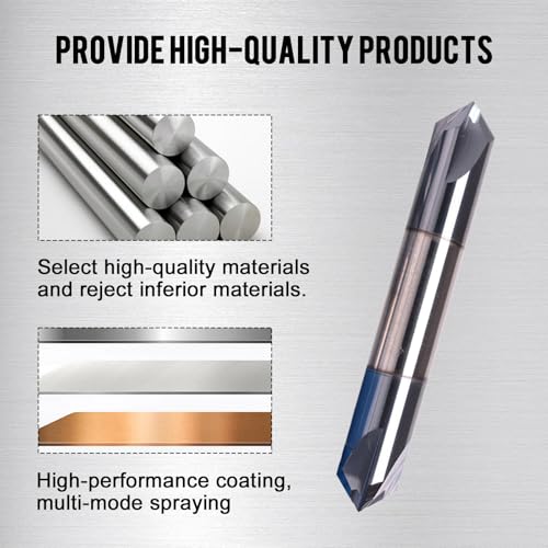 NZ 3/8" 4-Flute Double-Ended Chamfer Mill, CNC Milling Bits AlTiN-Coated Solid Carbide 90° V-Groove for Alloy Steel, Hardened Steel & Stainless Steel | 1-Pack