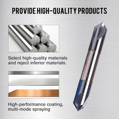 NZ 3/8" 4-Flute Double-Ended Chamfer Mill, CNC Milling Bits AlTiN-Coated Solid Carbide 90° V-Groove for Alloy Steel, Hardened Steel & Stainless Steel | 1-Pack