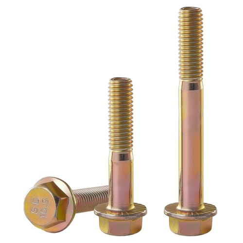 M8 x 60mm Flanged Hex Head Bolts, M8x1.25 Pitch, Grade 10.9 Alloy Steel, Color Zinc Plated, Half Thread, 10 Pack - size: M8 x 60mm(10PCS)