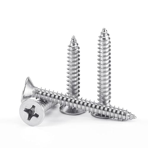 #8 x 3/4" Flat Head Sheet Metal Screws Phillips Drive Wood Screws, 304 Stainless Steel 18-8, Pack of 100 - color: Silver, size: #8 x 3/4"