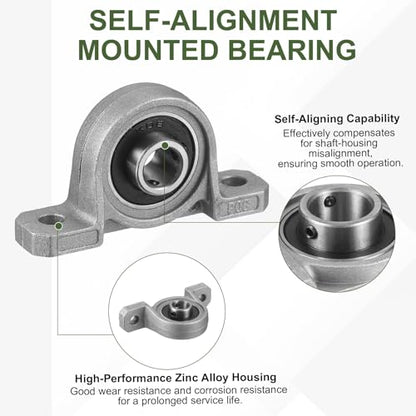 uxcell KP08 Pillow Block Bearing 5/16" (8mm) Zinc Alloy Steel 4Pcs - size: KP08 (5/16" Bore)