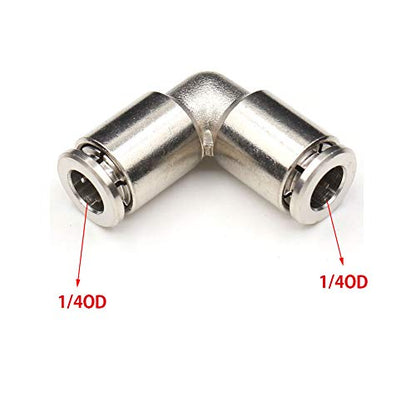CEKER 1/4" Stainless Steel Tube Push Connectors, 1/4" x 1/4" OD Quick Connect Fittings Air Line Fittings 2pack - size: 1/4" OD, style: ELBOW