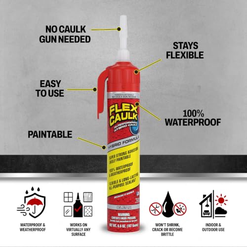 Flex Caulk Hybrid Polymer Waterproof Sealant, Clear, 6.6 oz, 1-Pack - style: Clear, 6.6 oz, 1-Pack
