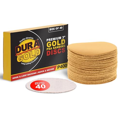 Dura-Gold - Premium - 400 Grit 3" Gold Hook & Loop Sanding Discs for DA - size: 400-Grit