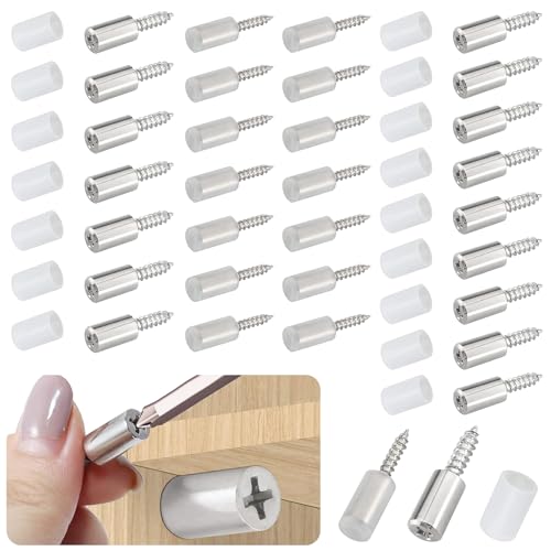 30 Pcs Self Tapping Screws Cabinet Laminate Support, Shelf Pins with Non-Slip Sleeve, Cabinet Shelf Pegs for Kitchen Utensils, Bookcases and Wardrobes, Fixed Support Self - Tapping Cross Screw - color: Clear, size: 30 PCS