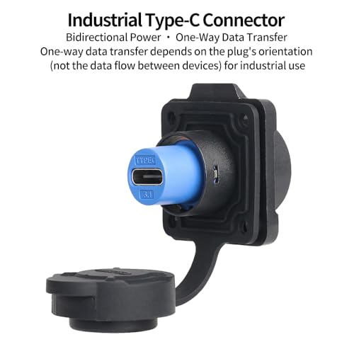 CNLINKO LP-16 Type-C Port Waterproof Connector IP67 4-Hole Plastic Panel Mount Receptacles Socket with Sealing Cover - style: PBT Socket
