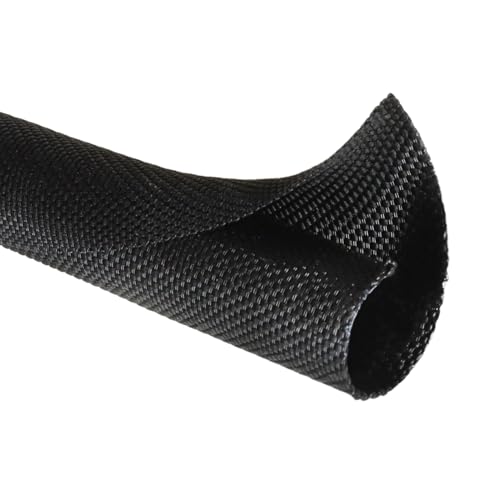 Split Wire Loom, 20ft Automotive Cable Protector Sleeve, Flexible Braided Cable Sleeves High Temperature Cable Management (Black, 5/8") - color: Black, size: 5/8"