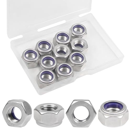 10PCS M12 Locknuts M12x1.75mm Nylon Insert Hex Lock Nuts - size: M12x1.75mm;10 PCS