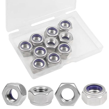 10PCS M12 Locknuts M12x1.75mm Nylon Insert Hex Lock Nuts - size: M12x1.75mm;10 PCS