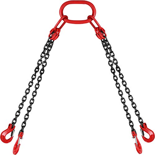 VEVOR Chain Sling 5/16 Inch X 5 Ft Chain Sling for Engine Hoist G80 Alloy Steel Lifting Sling Chains 3 Ton with 4 Leg Grab Hooks - size: 5/16 Inch x 5 FT