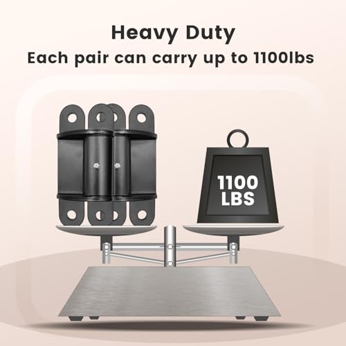 Heavy Duty Gate Hinges with Sealed Bearings and 8 Screws, Adjustable Yoke Pivot, Suitable for Large Driveway Gates Up to 1100 Pounds, Two Pack, Carbon Black (Curved Flat Hinge) - color: Curved flat hinge