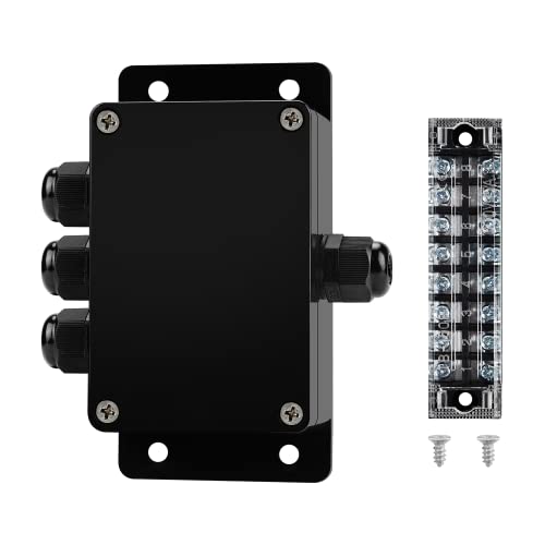 JINDOUZI ABS IP67 Waterproof Dustproof Electrical Junction Box, with 15A 600V Barrier Terminal Cable Connector, 1 in/3 Out Power Junction Box（3.93 * 2.67 * 1.96in） - size: 1T3 3.93" x 2.67" x 1.96"