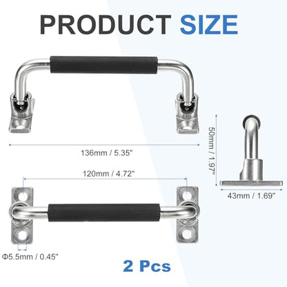 uxcell 2Pcs 304 Stainless Steel Folding Pull Handle (Hole Distance 5") - size: 5 Inch