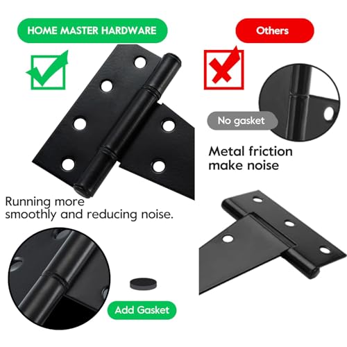 HOME MASTER HARDWARE 6" Heavy Duty Gate Hinges, 6 Pack T Strap Hinges - size: 6 in-6 Pack