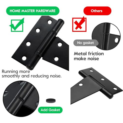 HOME MASTER HARDWARE 6" Heavy Duty Gate Hinges, 6 Pack T Strap Hinges - size: 6 in-6 Pack