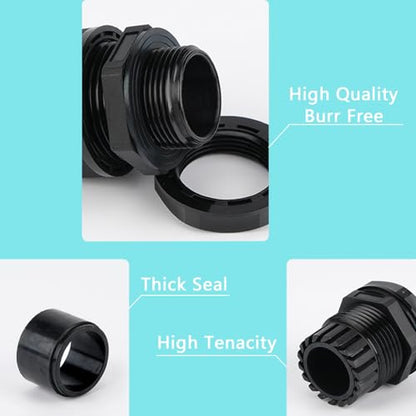 10 Pcs PG21 Cable Gland 18-25mm Waterproof IP68 Nylon Black PA66 Connector - size: PG21(10Pcs)
