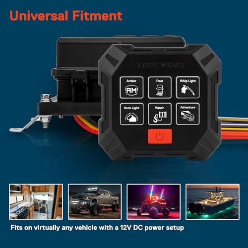True MODS 12V Wireless Switch Panel Controller, 6 Gang Waterproof Relay Box - style: Prewired Fuse/Relay Kit + Switch Box