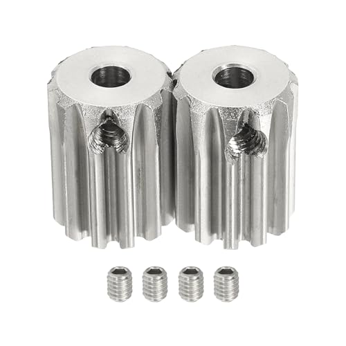 uxcell 2Pcs 1 Mod 11T Spur Gear 4mm Bore, 304 Stainless Steel Pinion Gear - size: 1 Mod 11T, 4mm