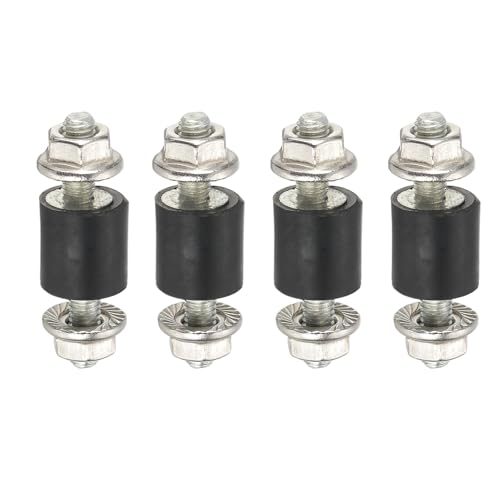 PATIKIL M3 8x8mm Rubber Isolator Mounts, 4 Pcs Rubber Studs Shock Absorber Anti-Vibration Isolation Damping Mounts with Lock Nuts for Motor, Air Compressor, Engines (20mm Height) - size: M3-8x8x20mm