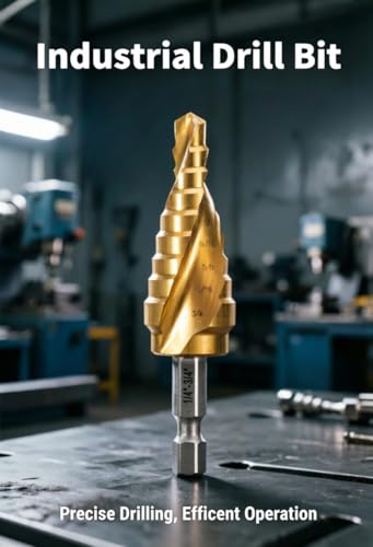 Industrial HSS Step Drill bit 1/4''-3/4'' with 1/4'' Hex Shank, Unibit Double Spiral Flute with TiN Coating for Metal, Stainless Steel, Aluminum, Plastic - size: 1/4-3/4''