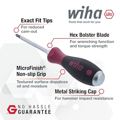 Wiha 53390 Screwdrivers, Slotted and Phillips, Extra Heavy Duty, Non-Slip Grip, 5 Piece , Black , full size