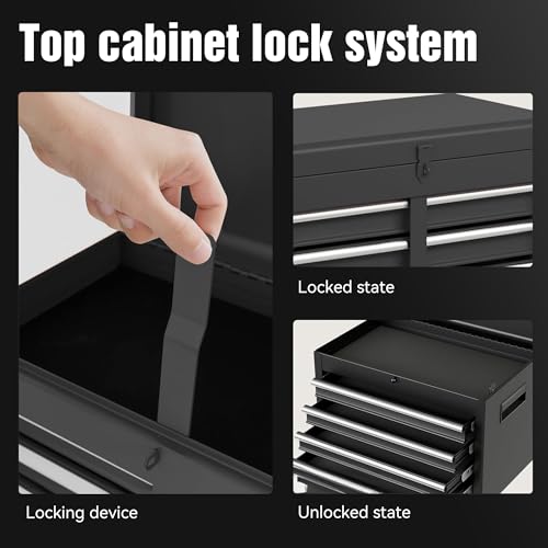 5-Drawer Rolling Tool Chest with Detachable Top Toolbox - color: Black, style: 5 drawer-detachable