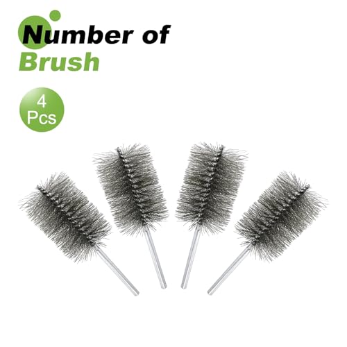 HARFINGTON 4pcs Wire Bore Brush Set 8 Inch Length 3 Inch Shank Stainless Steel Bristles Cleaning Brush for Clean Car Part Tube Kitchen Garage - size: 8 x 3 Inch