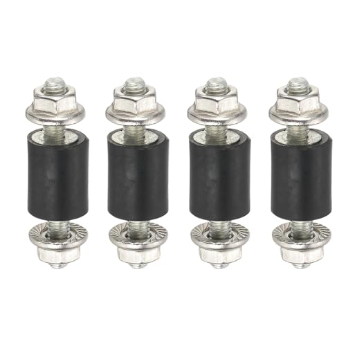 PATIKIL M3 8x10mm Rubber Isolator Mounts, 4 Pcs Rubber Studs Shock Absorber Anti-Vibration Isolation Damping Mounts with Lock Nuts for Motor, Air Compressor, Engines (26mm Height) - size: M3-8x10x26mm