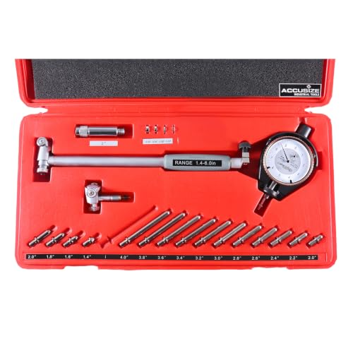 Accusize Dial Bore Gauge Set, 1.4-6 in Range, 0.0001 in Grad. - size: Dial Indication: 0-0.05" x .0001"