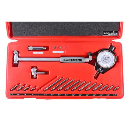 Accusize Dial Bore Gauge Set, 1.4-6 in Range, 0.0001 in Grad. - size: Dial Indication: 0-0.05" x .0001"