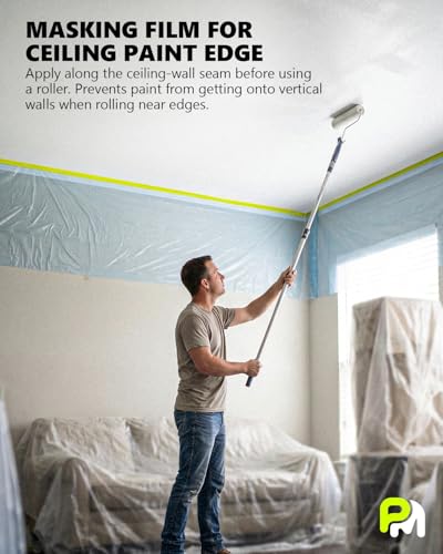 Pre-taped Automotive Masking Film for Painting - 44" x 66', 2 Rolls - color: Blue, size: 2 Roll of 44" x 66'