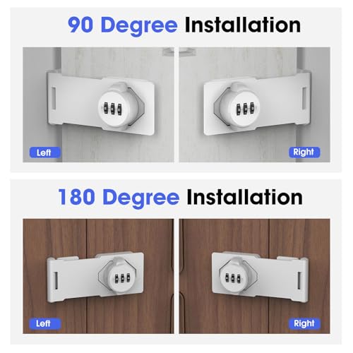 Cabinet Locks with Combination, Hasp Locks, 2 Packs White - color: 2 Packs White