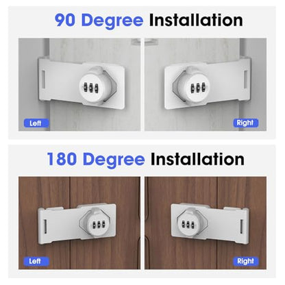 Cabinet Locks with Combination, Hasp Locks, White - color: White