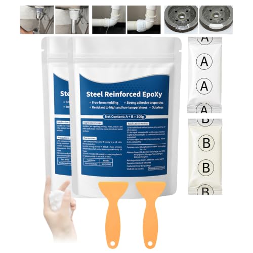 XIRUJNFD Strong Clay Iron Adhesive 3.5 oz/100g, Steel Reinforced Epoxy Putty, High-Strength Multi-Purpose Repair Clay, Waterproof & Heat Resistant for Plastic Metal Ceramic Wood Tile Glass (2 Pcs) - color: 2 Pcs