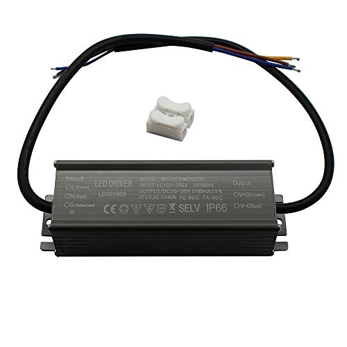 Aluminium IP66 70W LED Driver 2100mA (Constant Current Output) / DC 26-36V (Voltage Output) / AC 100-265V (input votage) Waterproof Power Supply Lighting Transformer Drivers Ballast - size: 70W