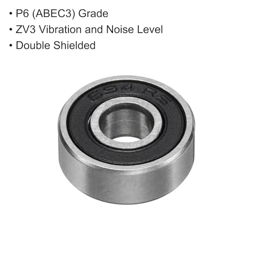 uxcell 10pcs 694-2RS Bearing 4x11x4mm, Chrome Steel Double Rubber Seals Miniature Bearing, Lubricated Deep Groove Ball Bearings, P6 (ABEC 3) - size: 694-2RS