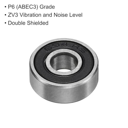 uxcell 10pcs 694-2RS Bearing 4x11x4mm, Chrome Steel Double Rubber Seals Miniature Bearing, Lubricated Deep Groove Ball Bearings, P6 (ABEC 3) - size: 694-2RS