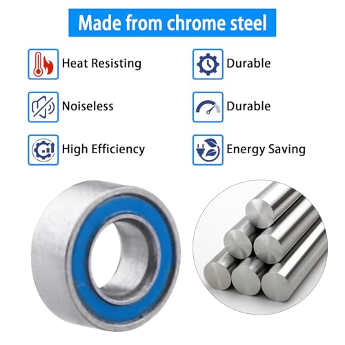 10pcs MR63-2RS Ball Bearings - Miniature Deep Groove Ball Bearing Double Blue Rubber Sealed Chrome Steel for RC Cars/Planes/Drone/Robotics and Small Electric Motors(3x6x2.5mm) - size: 3x6x2.5mm MR63-2RS