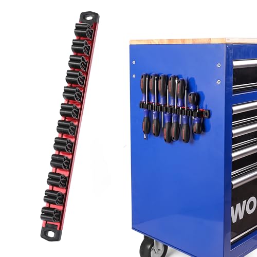 WORKPRO Magnetic Screwdriver and Wrench Organizer Set, 12-Slot Tool Holder - color: Red, size: 1 Pack