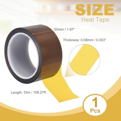 uxcell Heat Tape,50mmx33m(108ft) Heat Transfer Tape(0.08mm T,Brown) - size: 50mm
