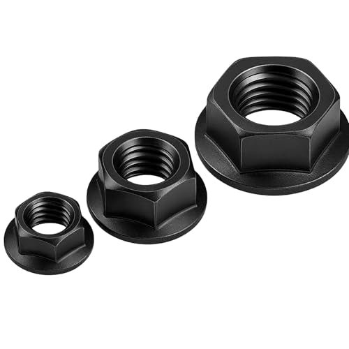 M8 x 1.25 Black Zinc Finish Durable Flange Nuts 10 Pack