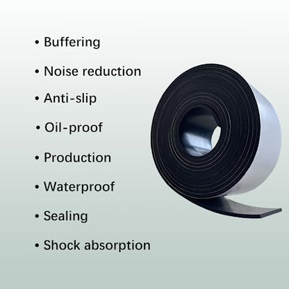 Solid Rubber Strips with Adhesive 1/8 (.125)" Thick X 2" Wide X 10'Long - size: 2"X10'X1/8, style: With Adhesive