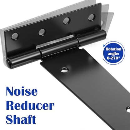 2 Pack 16-Inch Heavy Duty T-Strap Hinges, Black Wrought Iron Gate Hinges with Rust-Resistant Coating, Large 270° Rotation, Ideal for Shed Doors, Barn Doors, and Fence Gates