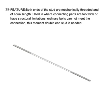 METALLIXITY Double Ended Stud Screws (M3 Thread 130mm Length) 10pcs, 304 Stainless Steel Dual Threaded Rod Bolts - for House Maintenance - size: M3x130mm
