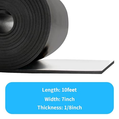 DEVNOL Neoprene Rubber Strip 1/8 (.125)" Thick X 7" Wide X 10'Long Grade 65A for Gasket, Surface Protection, Sealing - size: 1/8" x 7" x 10'